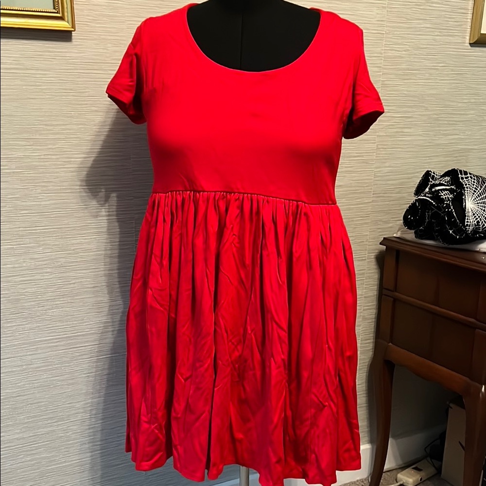 Troublemaker Swing Dress in Red by Micheline Pitt